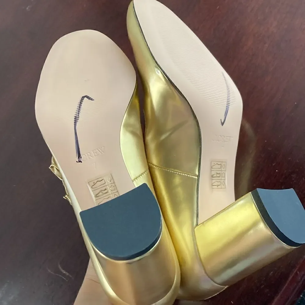 J.Crew Maisie multistrap heels in metallic leather